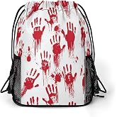 Bzocm Hand Skull Drawstring Backpack Gym Bag With Shoe Compartment String Bag Sport Beach Swimming Sackpack For Women Men