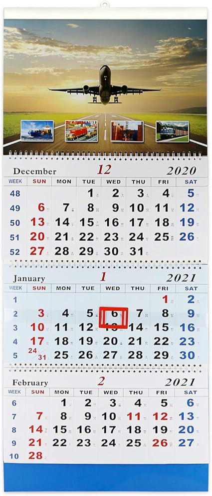 Amazon Liitrton 3ヶ月 壁掛けカレンダー ツインワイヤバインディング 19 21 ビッグナンバー カレンダー 文房具 オフィス用品