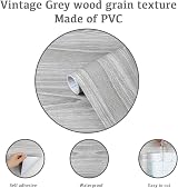 Abyssaly Grey Wood Effect Sticky Back Vinyl Wrap 30x200cm Self Adhesive view 2