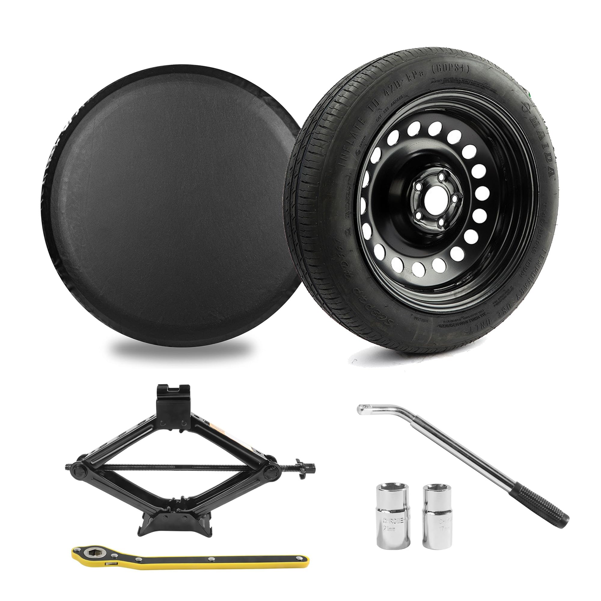 Photo 1 of Gleyi Spare Tire Kit Compatible with 2012-2026 CRV, 2020-2026 CRV Hybrid - Includes 18x4 Black Rim, 155/90R18 Spare Wheel, 29” Rolling Diameter, Includes car Jack kit and Spare tire Bag.