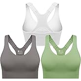 Sports Bras for Women Pack Racerback High Support Bras with Adjustable Straps-Padded Seamless Yoga Bra