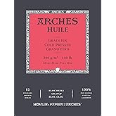 Arches Huile Oil Pad, Cold Pressed, 140lb/300gsm, 12 Sheet, 9x12 inch, Arches Oil Paper 100% Cotton