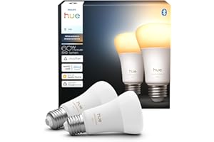 Philips Hue Smart LED A19 Bulb, White Ambiance, E26 Base, 7.2W, Full Spectrum Light 1000K-20000K, 810 Lumens, Dimmable, Works