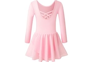 DANSHOW Girls’ Ballet Dance Leotards with Flutter Sleeve Petal Skirt and Bowknot Back