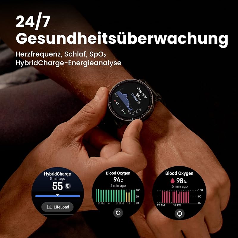 Active Max 48mm Smartwatch 1,5" AMOLED-Display, 25 Tage Akku, Offline-Karten, NFC, GPS, 4GB Speicher, 170+ Sportmodi, 5 ATM Wasserschutz, Herzfrequenz- & Schlaftracking für Android & iPhone