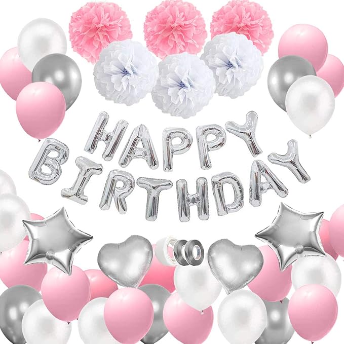 Pink Birthday Balloons for Girls Happy Birthday Balloons Amazon.co.uk