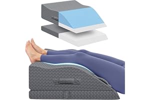 ComfyInLove Elevation Pillows for Leg After Surgery, Memory Foam Adjustable Wedge Pillow for Injury or Rest, Ankle Pillow for Sleeping Blood Circulation Grey/Double Leg