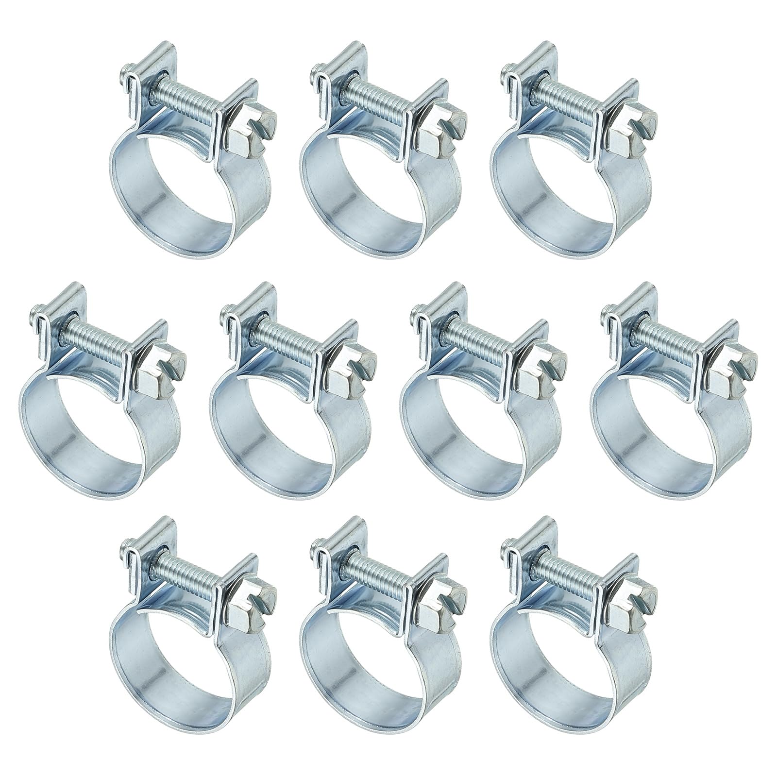 PATIKIL 10 Pcs 17-19mm Mini Fuel Injection Hose Clamps Zinc Plated Adjustable Clamp
