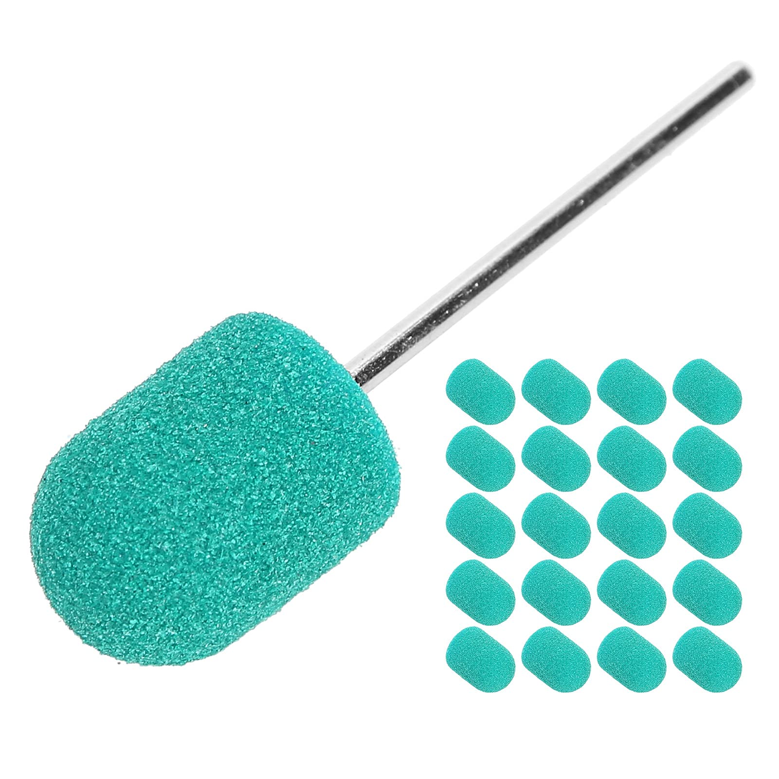 Nail Art Sanding Cap, Nail Drill Bit Block Sanding Cap, Polishing Head Grinding Sanding Bands Set Polisher Sand Manicure Pedicure Tool(10 x 15mm)(Green)