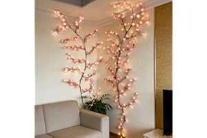 Garayma Cherry Blossom Tree Branch Lights,Cherry Enchanted Willow Vine Lights for Wall, 48 LED Flower String Light and 8 Ligh