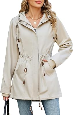 Chaqueta de Entretiempo Mujer con Capucha y Cintura Ajustable