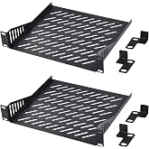 GeeekPi 2PCS 1U Rack Mount Shelf for 10 inch Server Rack, 7.87" Depth Vented Cantilever Tray for Network Rack and DeskPi RackMate T1/T0 Server Cabinet