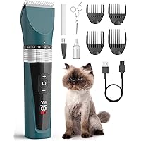 oneisall Cat Grooming Clippers for Matted Long Hair, 5-Speed Cat Grooming Kit Cordless Low Noise Pet Hair Clipper Trimmer Sha