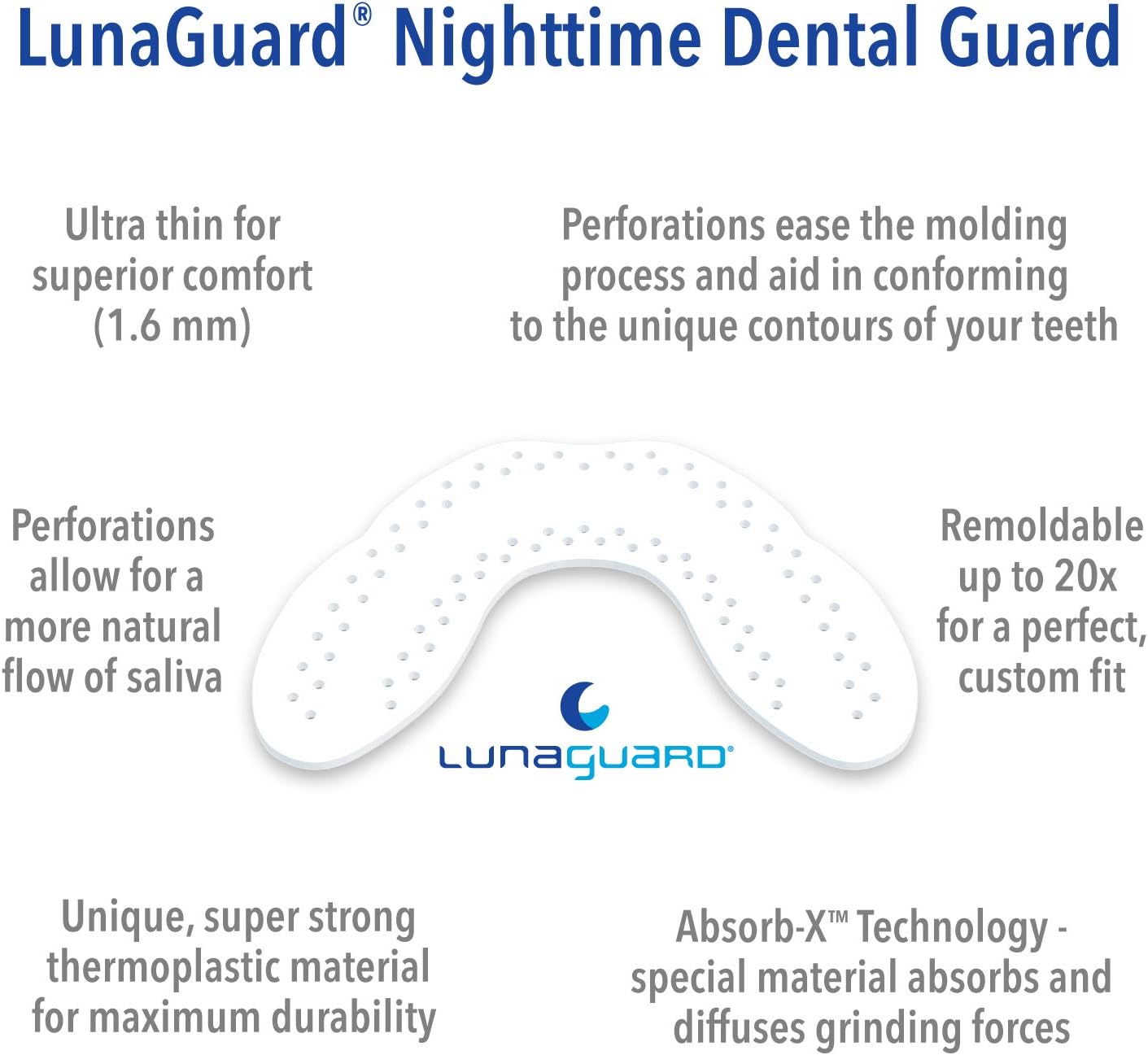 LunaGuard Nighttime Dental Guard – Comfortable Dental Protection for Teeth Grinding and Clenching Plus Storage Case: Health & Personal Care
