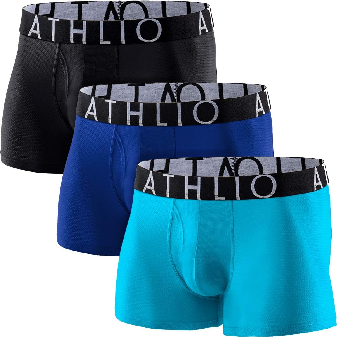 ATHLIO Men's (Pack of 3) Relaxed Stretch Open-Fly Cool Dry Brief Mesh Underwear Trunk: Clothing