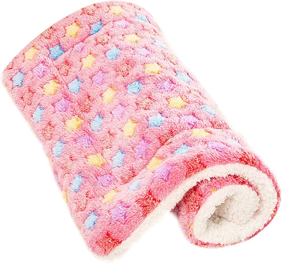 Soft Star Pattern Dog Cat Blanket Fleece Pet Pad Puppy Cushion Mat (XL, Pink)