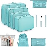11 Set Packing Cubes for Travel,Gifts for Women Mom,Anti-Tearing Suitcase Organizer for Luggage with Shoe & Hanging Toiletry Bag, Toiletries Travel Bottles, 3 Portable Toothbrush Cases, Green