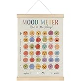 SereneHanctuary Mental Health Wall Art,Boho Educational Classroom Wall Decor,Mood Meter Feeling Chart Psychology Poster Hanger Frame for Therapy Counselor Office Classroom Decor,12x16 Inches