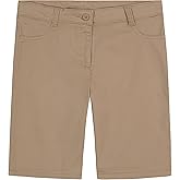 Nautica Girls' School Uniform Stretch Bermuda Short, Khaki, 10