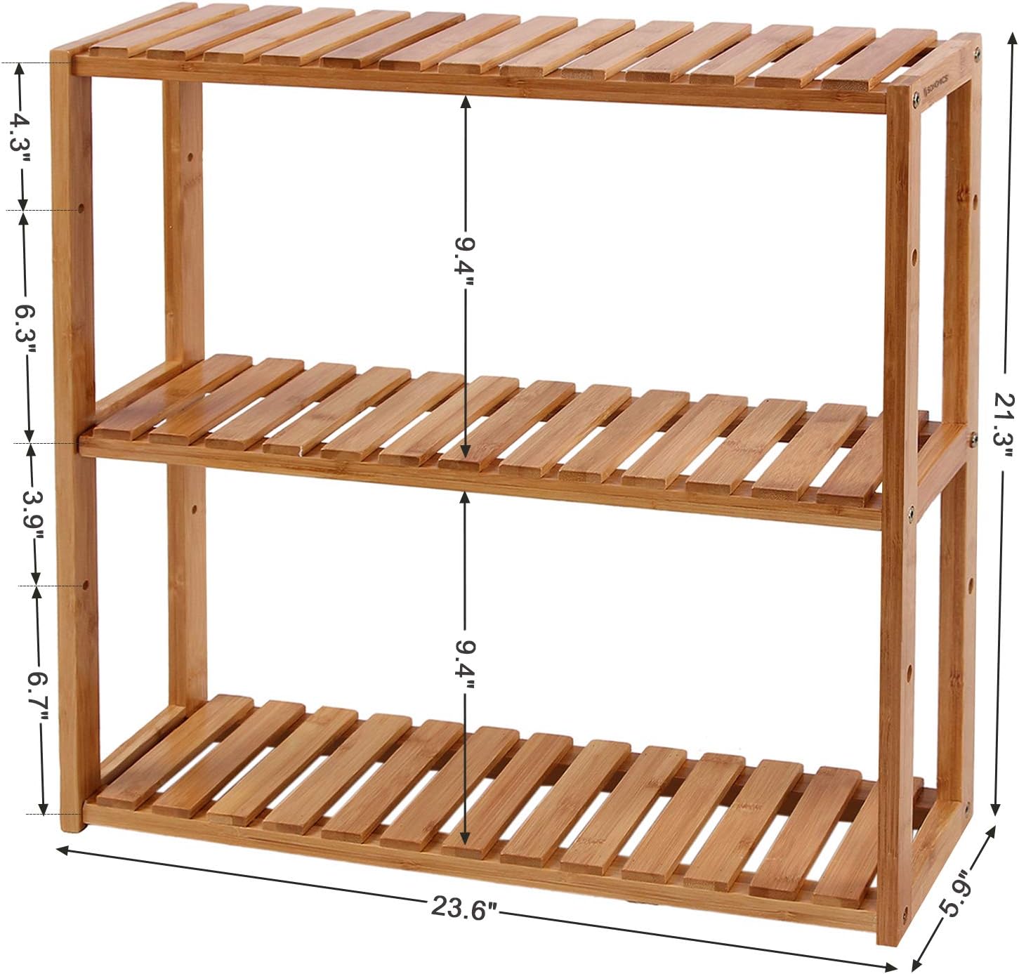 SONGMICS bamboo bathroom shelves, 3-Tier Adjustable Layer Rack, Bathroom Towel Shelf, Utility Storage Shelf Rack, Wall Mounted Organizer shelf, For Bathroom Kitchen Living Room Holder Natural UBCB13Y: Home & Kitchen