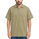 NY Threads Men's Work Shirt Two Pockets Short-Sleeve Industrial Work Wear