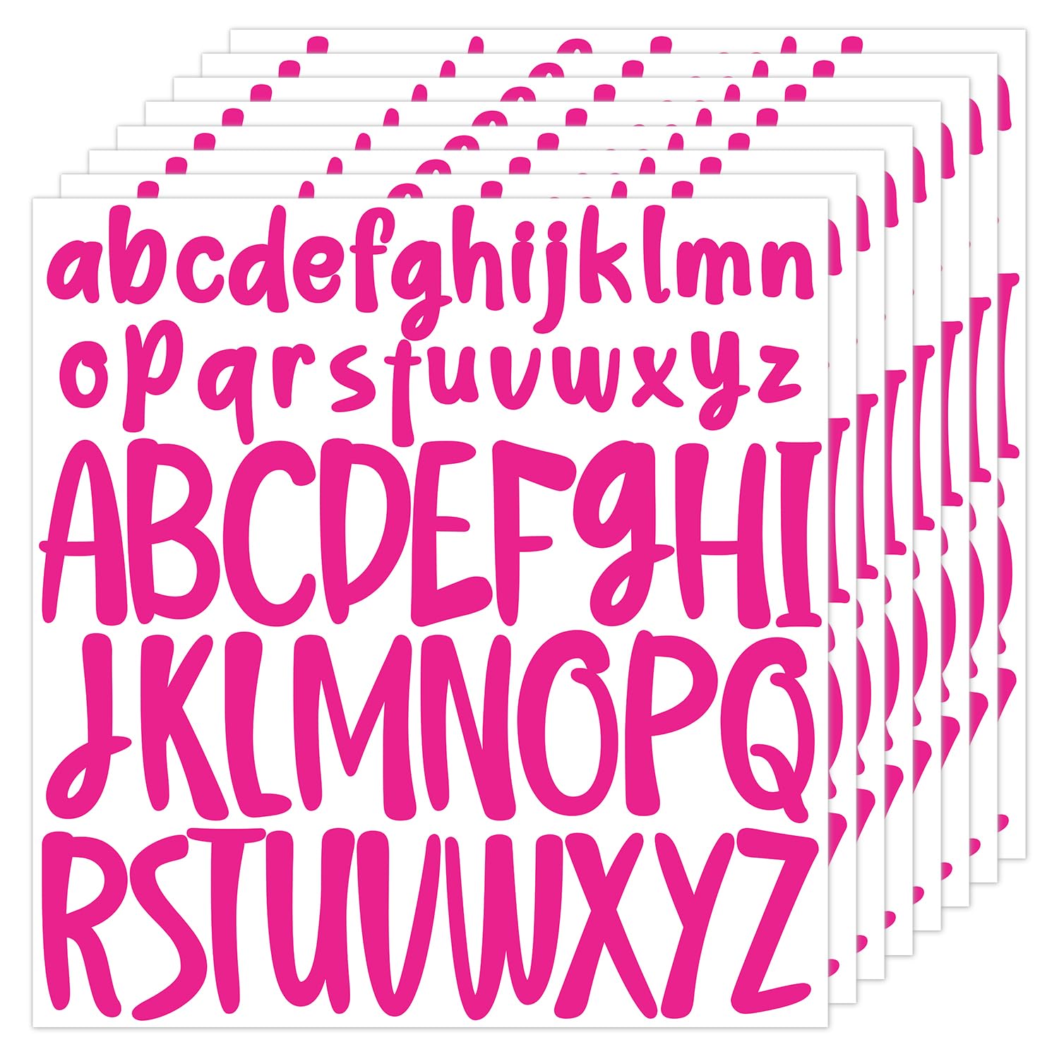 Photo 1 of 416pcs 8 Sheets Letter Stickers, 1 Inch 2 Inch Self-Adhesive Capital & Lowercase Alphabet Stickers Pink Small Large Vinyl Stick On Decals for Crafts Scrapbooking Mailbox Window Poster (Rose Red)