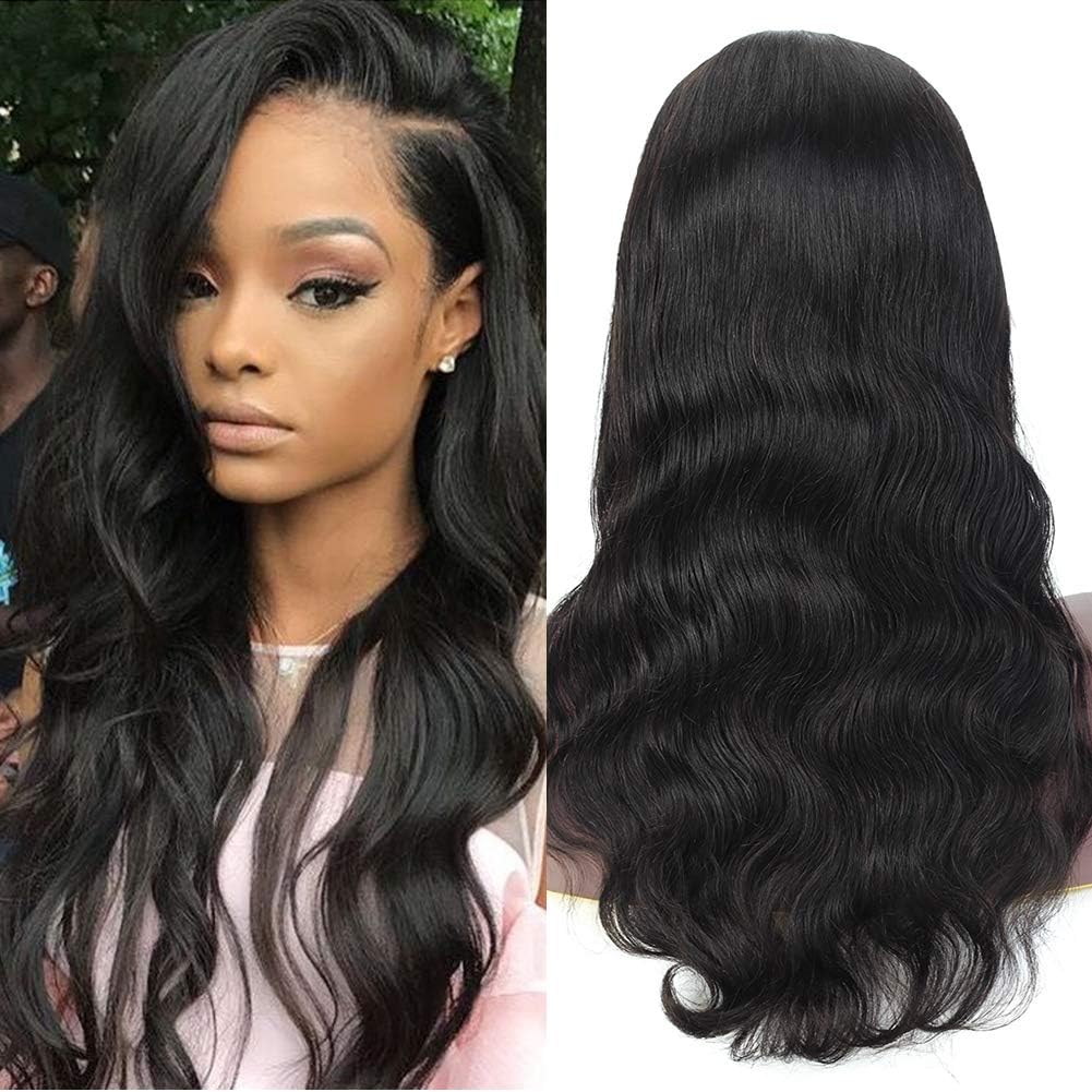 Lace Frontal Wigs 150% Density 10A Grade Brazilian Human Hair Body Wave Wigs With Baby Hair Natural Color 22 Inch 100% Human Hair Wig With 13x4 Lace