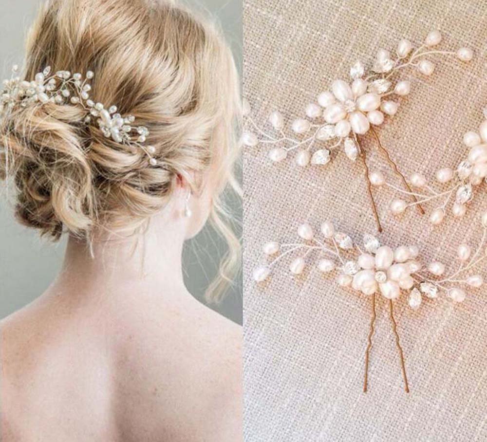 Yean Silver Bridal Hair Pins Set, Wedding Leaf Hair Pin