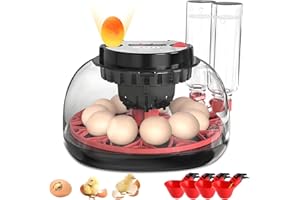 Jkwiwe 12 Eggs Incubator with Automatic Egg Turning and Auto Water,Humidity Control,Egg Candler,Automatic Water Bottle Refill
