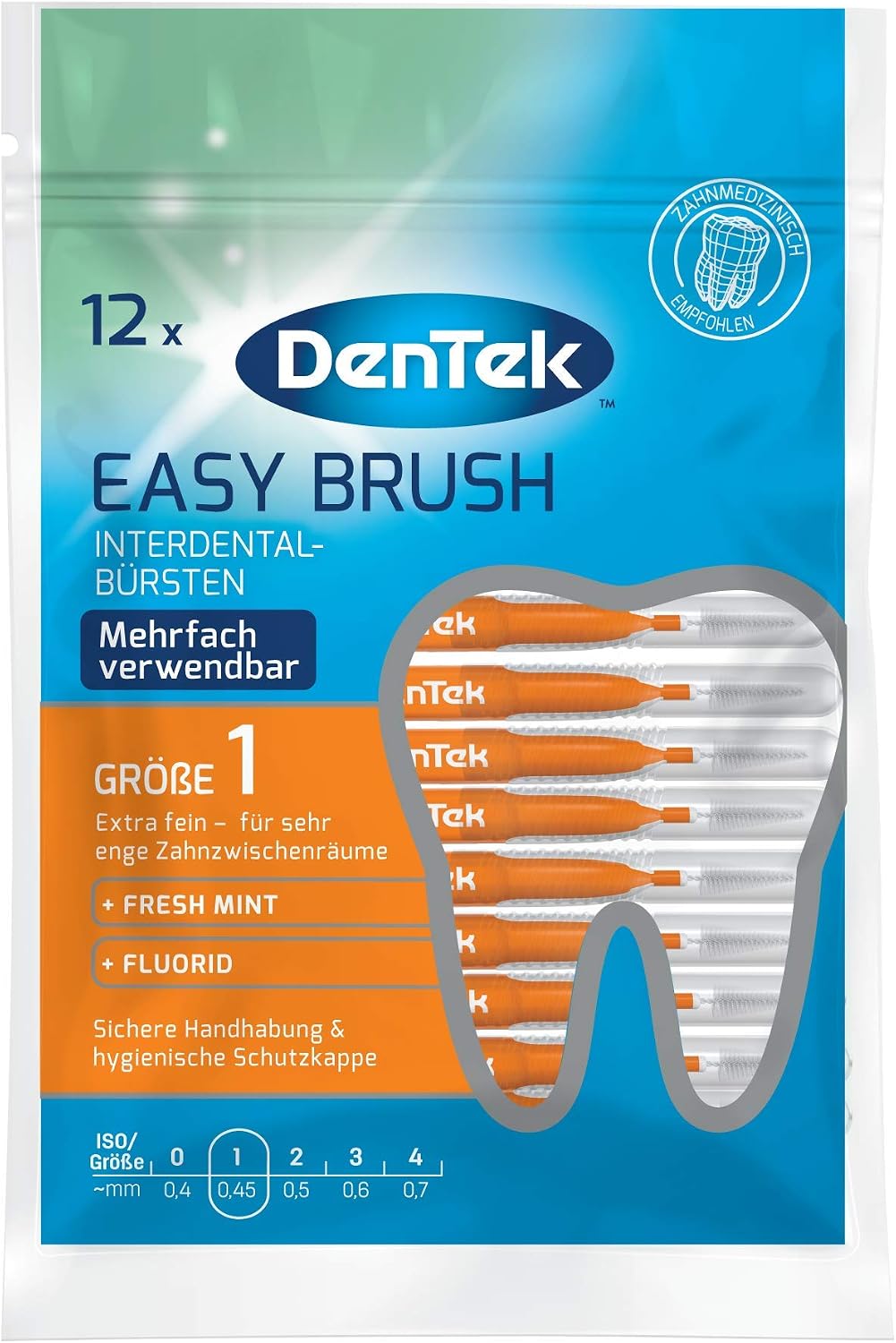 Dentek Easy Brush, Orange,white, 12 count (Pack of 1)