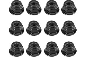 DRFEIFY 12PCS 4mm Nonslip Wheel Lock Nut Spare Parts Fit for Axial SCX10 1/10 RC Model Car Anti Slip Lock Nuts (Black)