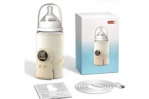 Portable Bottle Warmer for Travel, Cordless Baby Bottle Warmer with Real-Time Display, 6 Temp Settings, Fits Most Baby Bottle