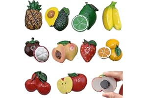10PCS Food Magnets for Fridge, Cute 3D Fruit Magnets Colorful Resin Fridge for Whiteboards Maps Magnetic Items