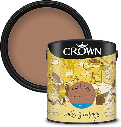 Crown 2.5L Breatheasy Matt Emulsion Paint for Walls Ceilings Saddle Stitch