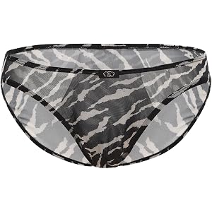 BSZN Men's Caged Beast Briefs, Classic Leopard Print Sheer Mesh Underwear