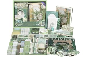 IMOON Scrapbook Photo Album Supplies Kit with Tweezers and Glue Tape, Aesthetic Vintage Junk Journal Large Scrapbooking Paper, Sticker Pack, Notebook Craft Supplies, DIY Gift for Adult Men Women (Island)