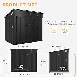 Aoxun 7.5'x5.5' Triple Door Shed Outdoor Storage