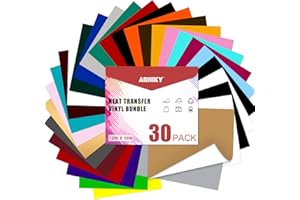 ARHIKY HTV Heat Transfer Vinyl Bundle:30 Pack 12" x 10" Sheets Iron on Vinyl for T-Shirt