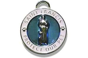 Luxepets Pet Collar Charm, Saint Francis of Assisi, Large, Blue