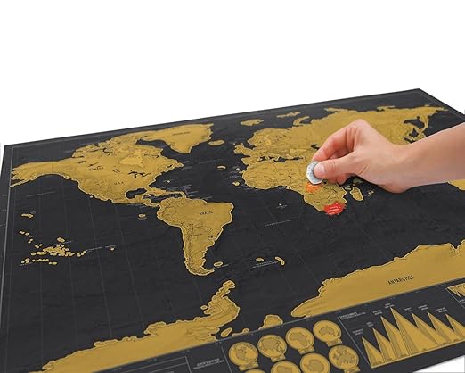Clublame Wall Decorative World Map (Black and Gold)
