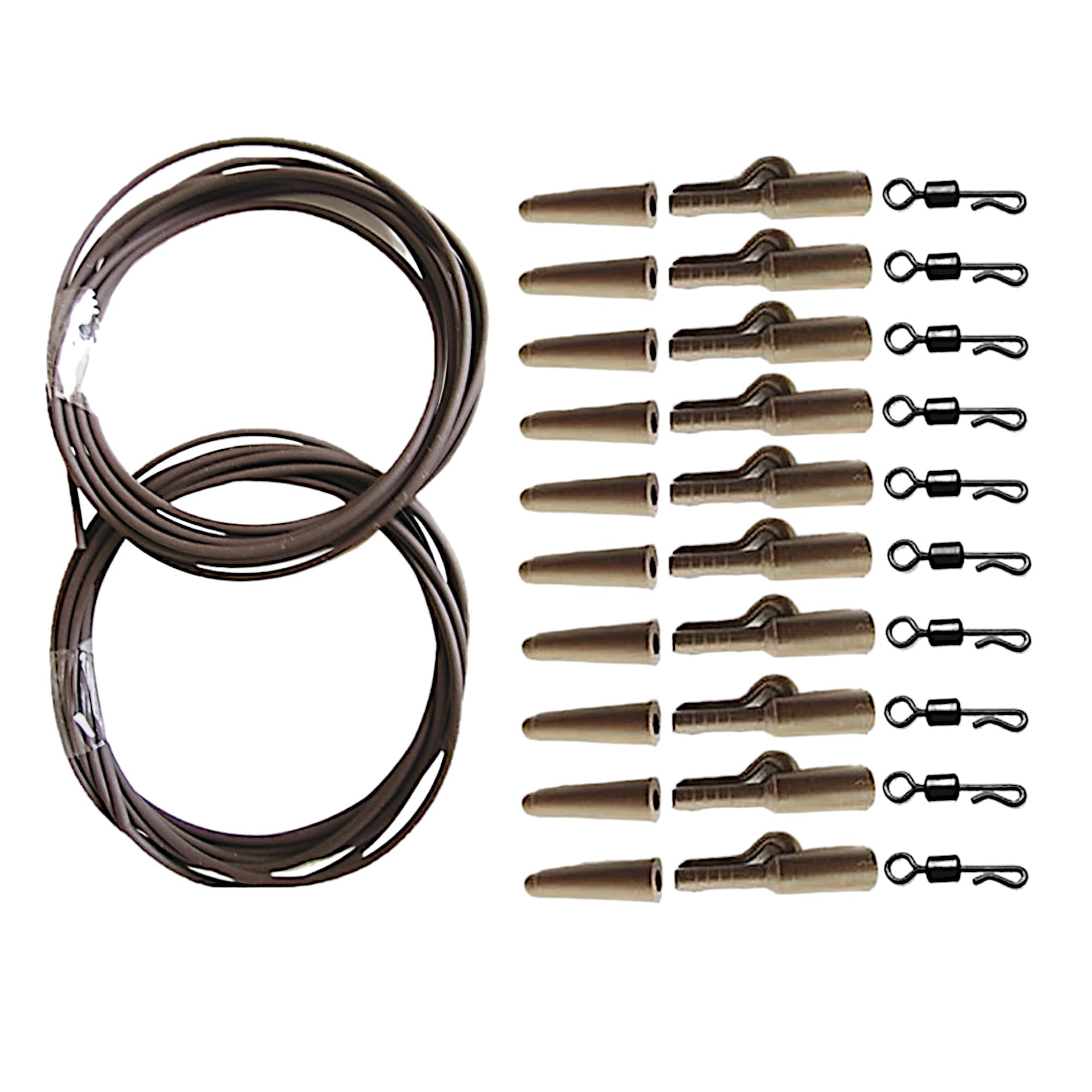 32pc Carp Safety Clips fishing Rig Tube Quick Change size 8 swivel 3 Colour options End tackle Accessories Set (Brown)