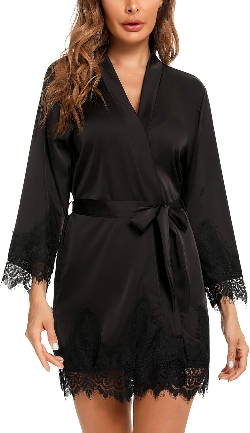 La Donna Ragna Abito Da Donna Pizzo Kimono Abito Sleepwear Corto