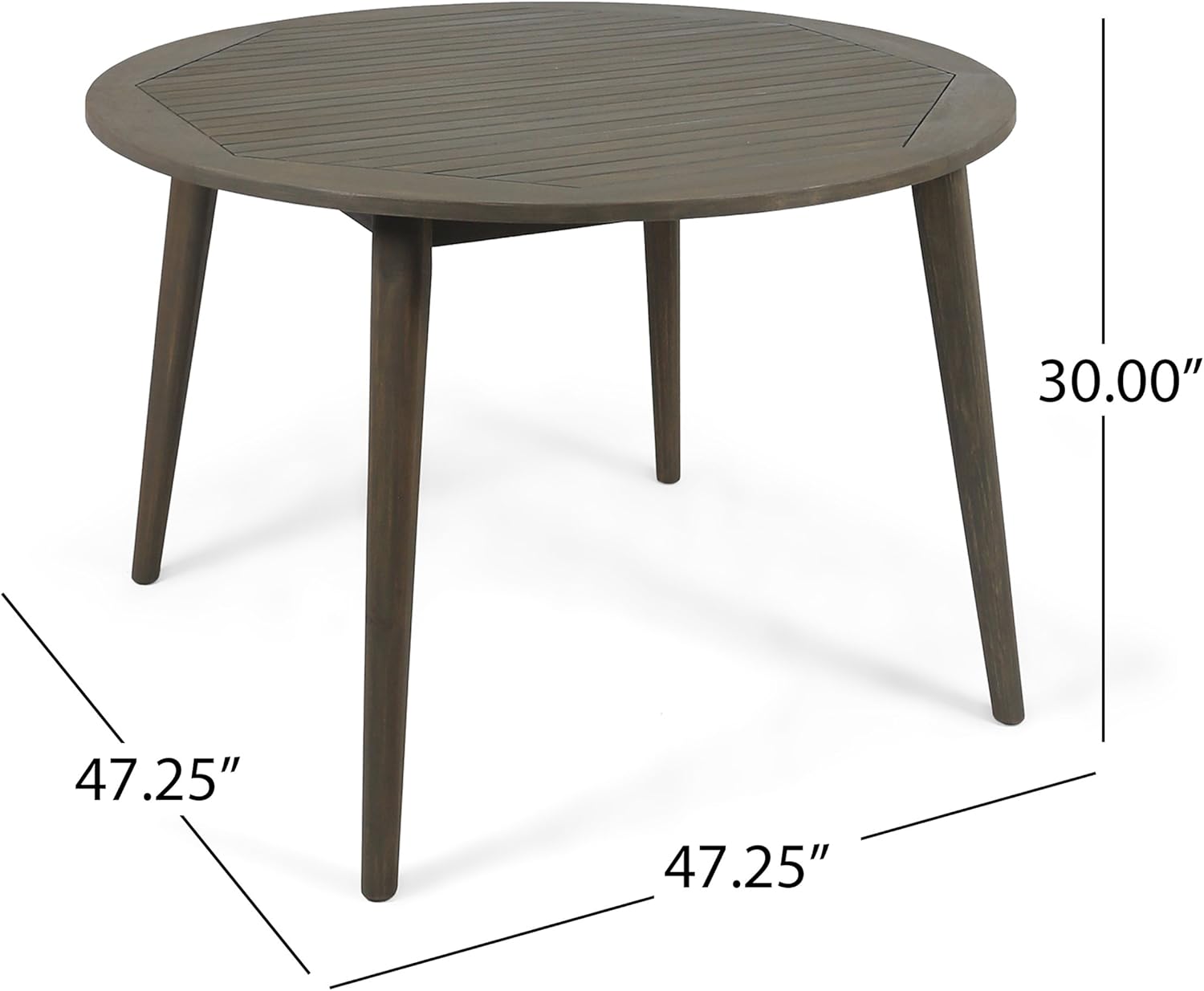 Christopher Knight Home 305154 Nick Outdoor Acacia Wood Round Dining Table, Gray Finish : Garden & Outdoor