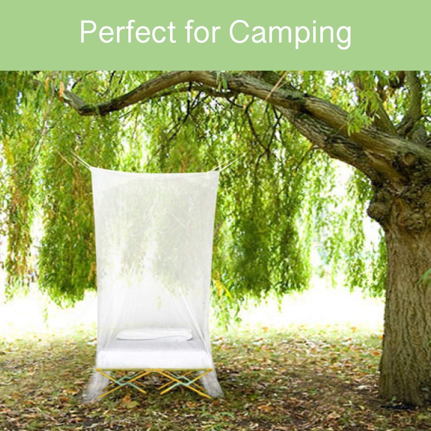 EVEN Naturals Luxury Mosquito Net for Bed Canopy, Tent for Single to Twin XL, Camping Screen House, Finest Holes Mesh 300, Square Netting Curtain for Bunk Bed, Easy Installation, Storage Bag: Home & Kitchen