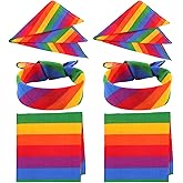 Unime 6 Pack Rainbow Bandanas Stripe Square Scarf for Party Celebration Supplies, 21.7x21.7 inch