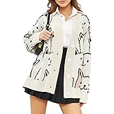 Arssm Womens Cat Sweater Oversized Cable Knit Long Sleeve Open Front Cardigan Cute Kawaii Cartoon Cardigan Coat