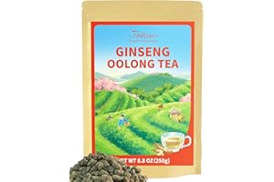 TeeLux Ginseng Oolong Tea, Premium Oolong Tea Loose Leaf, High Mountain Ren Shen Tea, Natural Ginseng Tea, Roasted & Honey Aroma
