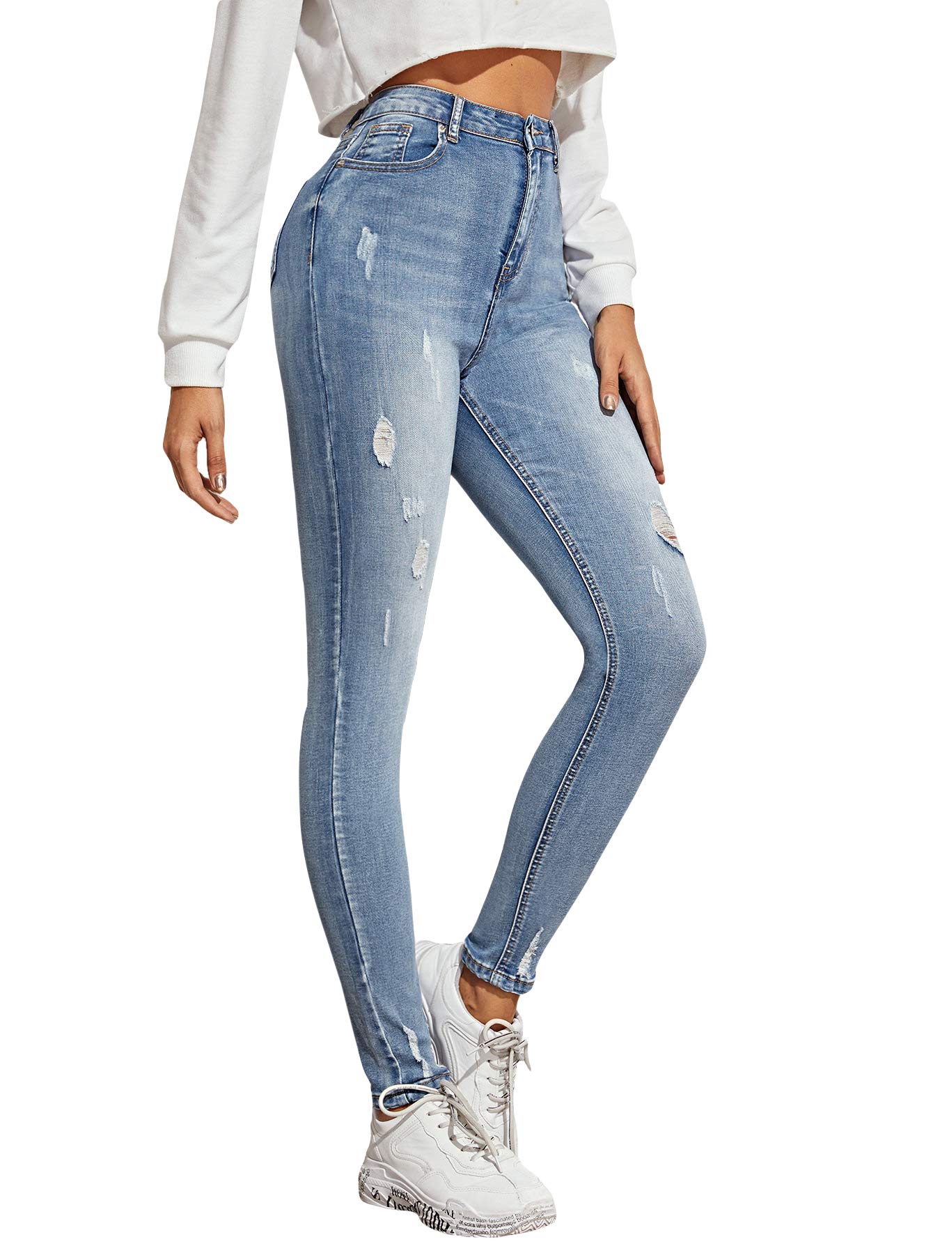 SOLY HUX Women's Ripped Jeggings Pocket 
