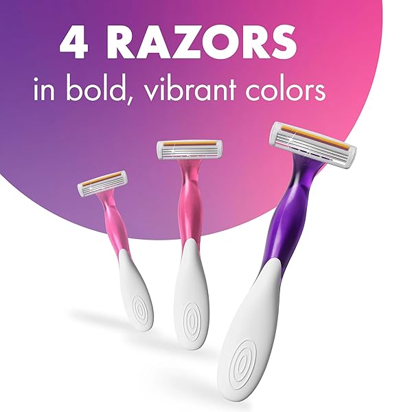 BIC SOLEIL SMOOTH SCENTED WOMEN’S DISPOSABLE WITH 3 BLADE RAZORS, LAVENDER SCENTED HANDLES AND LUBRICATING STRIP, 4-PACK