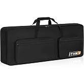 ITHWIU Padded 8mm Shockproof 61 Keys Keyboard Case Electric Piano Keyboard Gig Bag Well Protection with Adjustable Straps and 4-Pocket for Keyboard Accessaries, Black（Interior Size:40.6&rdquo;&times;15.7&rdquo;&times;5&rdquo;）